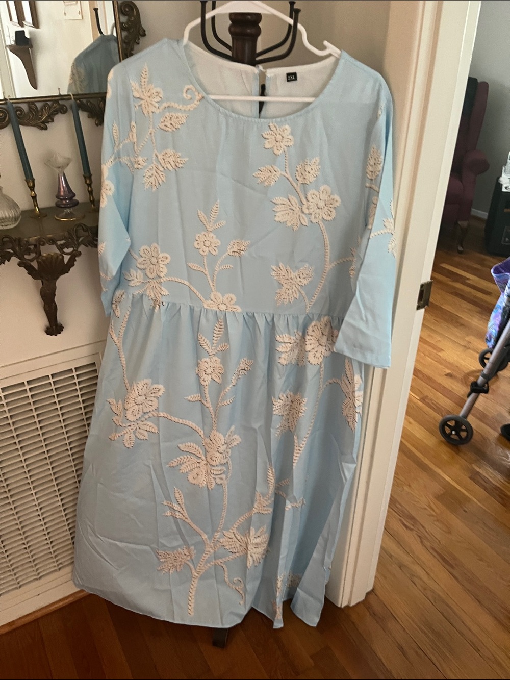 Light Blue Floral Midi Dress! Lined Throughout! NWOT
